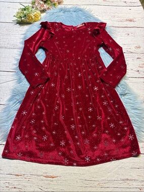 Besser Bay Girls' Red Velvet Snowflake Holiday Dress sz 12